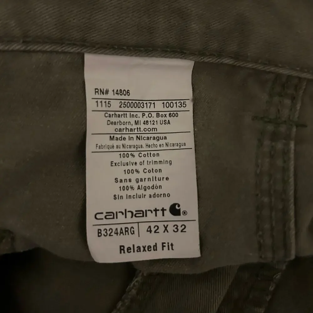Carhartt Carpenter Work Pants Mens 42 x32 Olive Green Utility Relaxed Fit Cargo